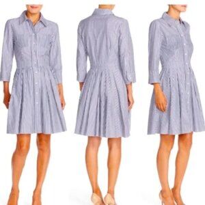 Eliza J Navy White Fit and Flare Shirt Dress Size 4